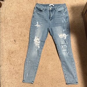 Judy Blue Light Blue Distressed Skinny Jeans